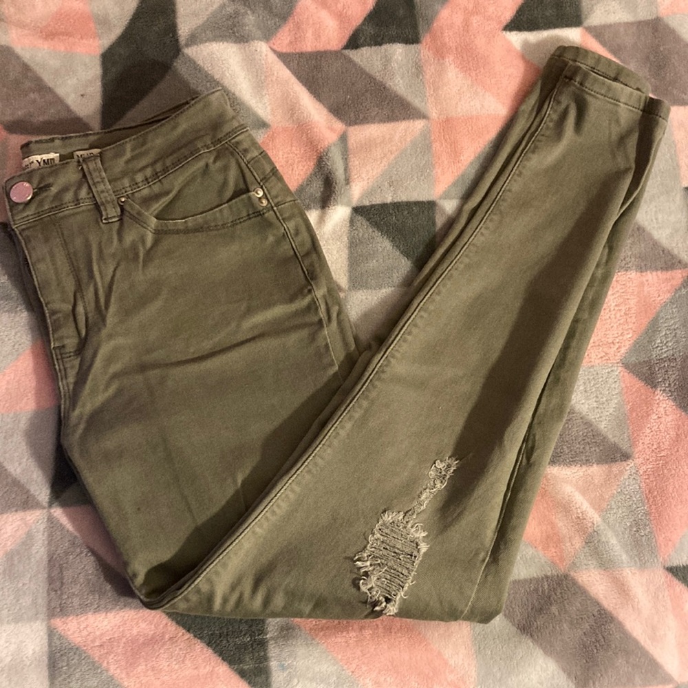 Mid rise green jeans